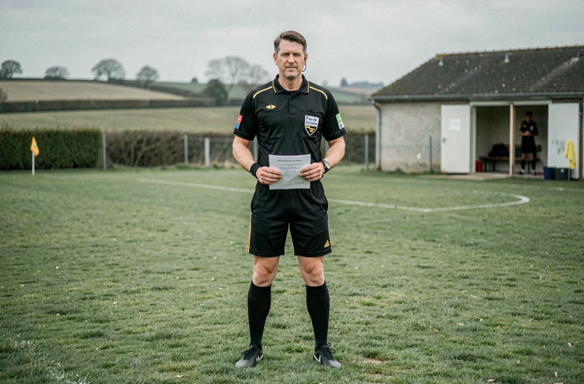 Arbitre tenant les documents du tirage au sort des tours préliminaires de la Coupe de France en Pays de la Loire