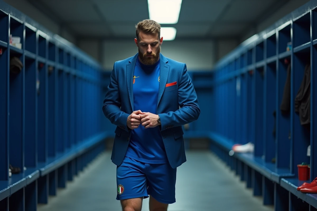 Capitaine italien dans le vestiaire en tenue officielle
