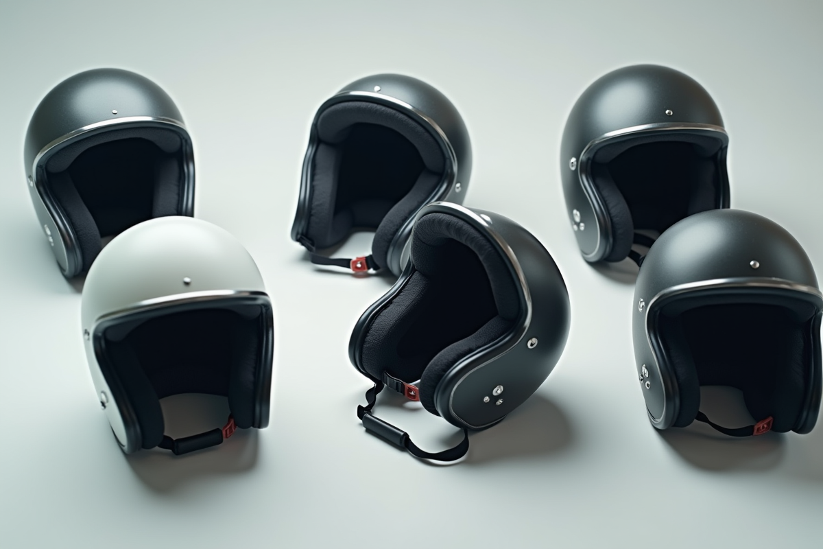 Casques ouverts avec intérieur en mousse sur une table blanche