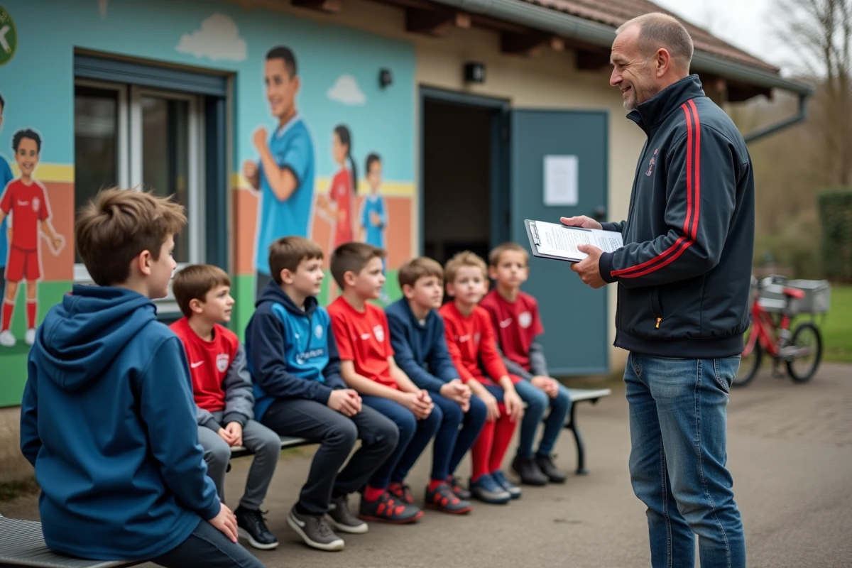 Enseignant parlant à des enfants lors d