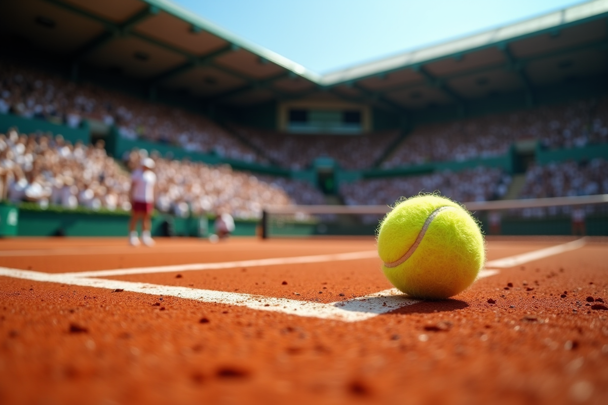 Court de tennis en terre battue lors d'un match professionnel