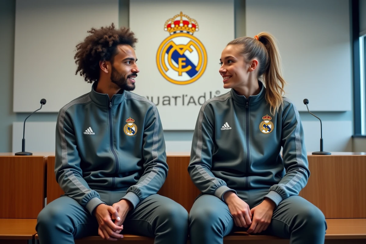 Deux jeunes joueurs de football discutant en salle de presse