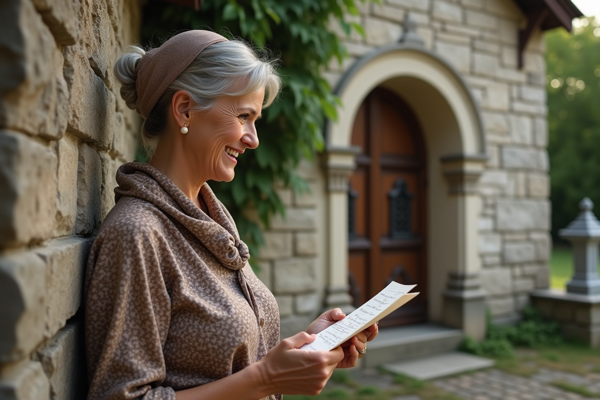 Femme lisant une lettre près d