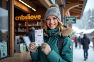 Femme souriante avec pass ski Les Arcs 1800