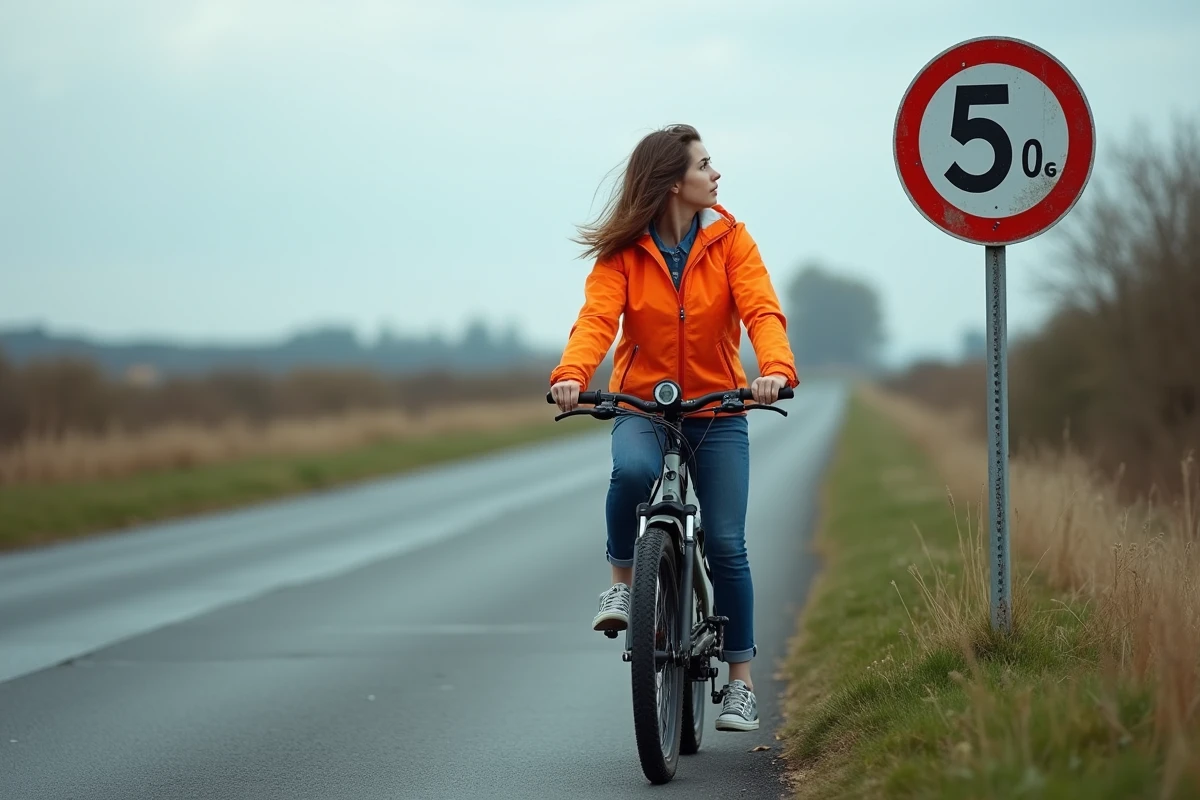 Jeune femme à vélo électrique près d