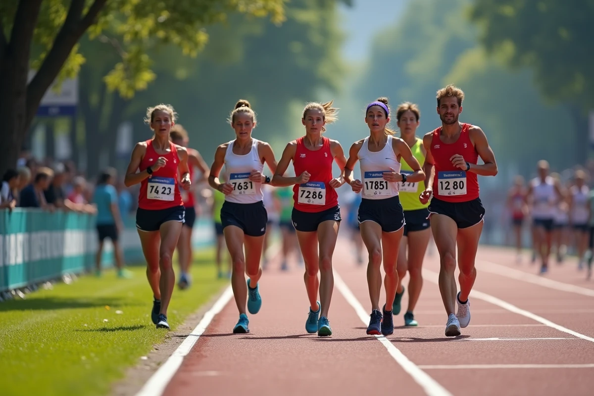 Groupe de coureurs en préparation avant le départ