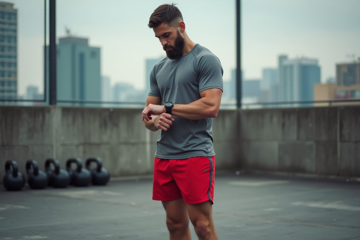 Homme en entraînement urbain après un WOD intense