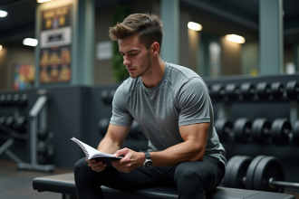 Jeune homme concentré dans une salle de sport moderne