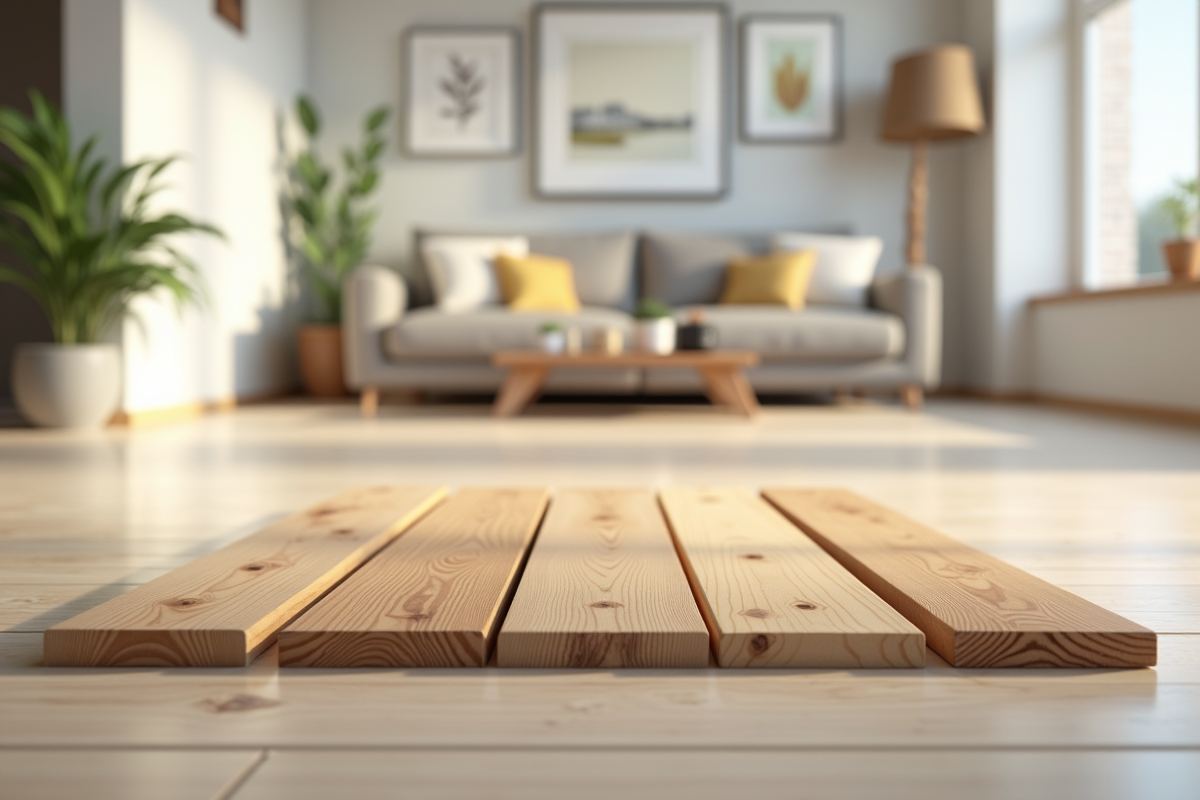 Planches en bois alignées dans un intérieur moderne