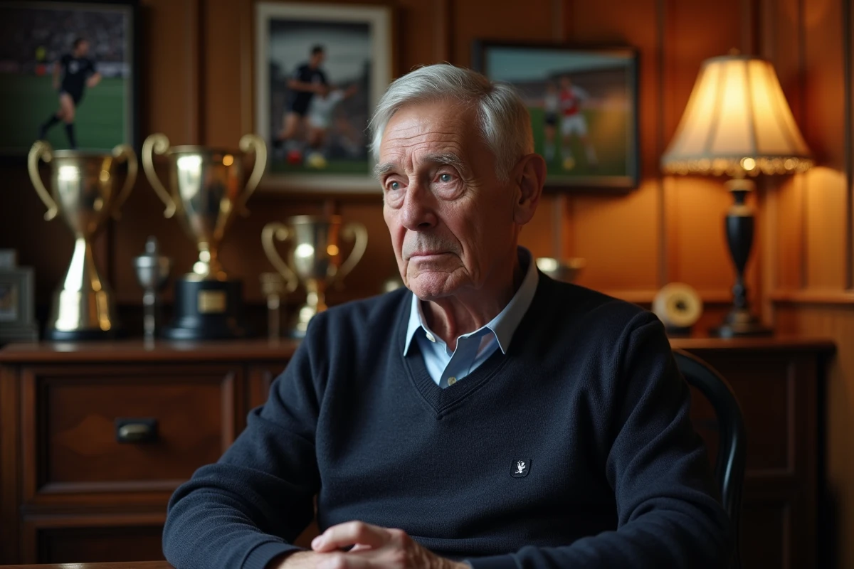 Homme d age moyen dans une salle de football