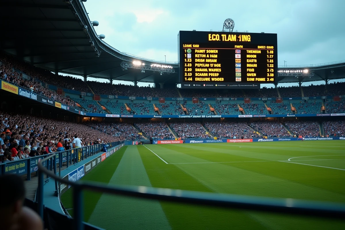 Tableau de classement A League affiché sur un grand écran numérique dans un stade australien pendant la saison 2026